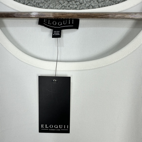 Eloquii White Cold Shoulder Sheer Sleeve Top Womens Size 22/24 Boho Cottage NWT - Picture 6 of 9